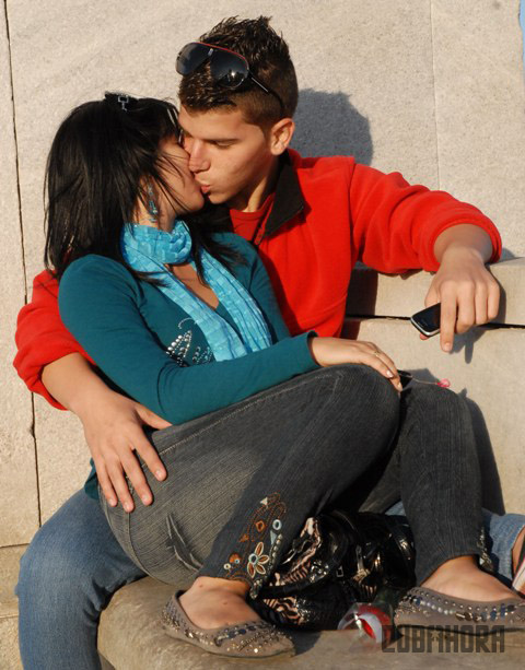 Día del amor, beso de enamorados