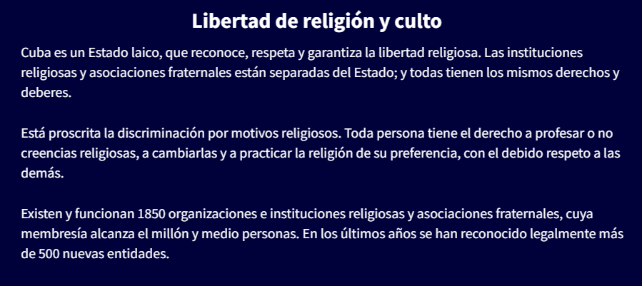 Libertad de religion y culto en Cuba Libertad de religion y culto en Cuba